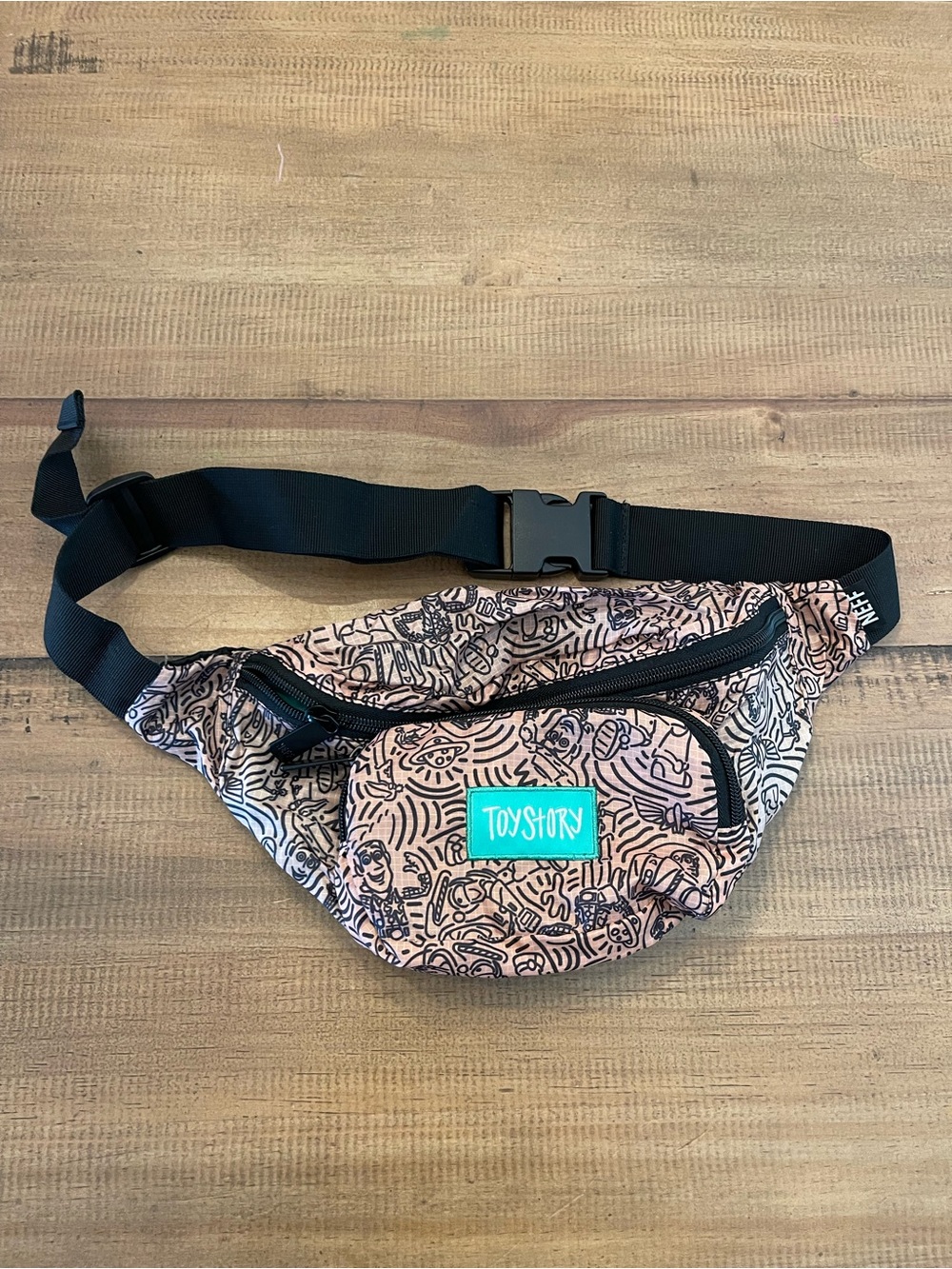Neff Toy Story Beige and Black Graphic Fanny Pack